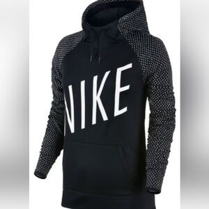 Nike Women’s Dri-fit Black Hooded Sweatshirt With Accent Sleeves Sz S